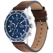  Shop Authentic Tommy Hilfiger Jimmy Chronograph Quartz Blue Dial Brown Leather Strap Watch For Men - 1791946 - Luxxuri