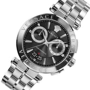  Shop Authentic Versace Quartz Black Dial Silver Steel Strap Watch For Men - VBR080018 - Luxxuri