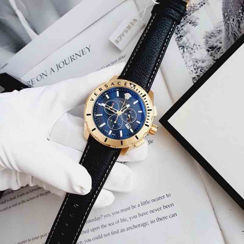  Shop Authentic Versace Casual Chronograph Blue Dial Blue Leather Strap Watch for Men - VERG004-18 - Luxxuri