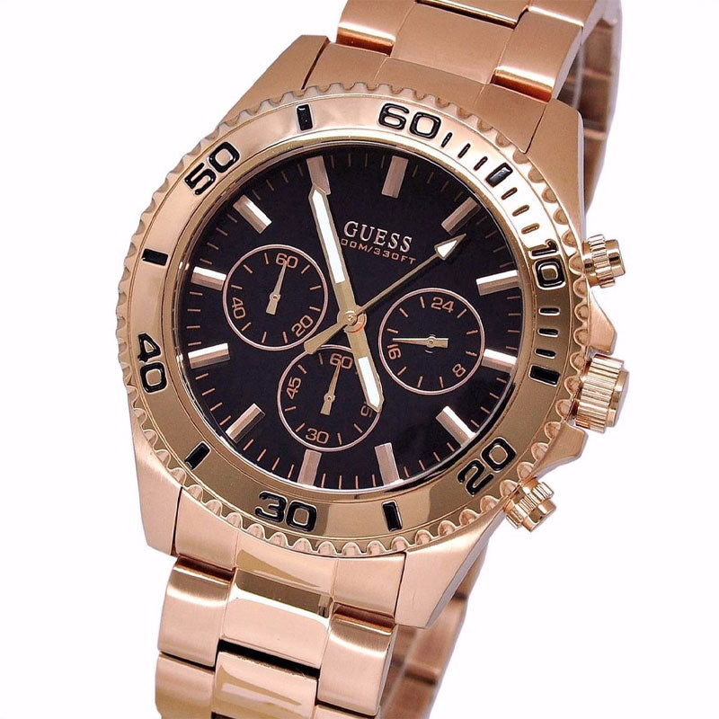  Shop Authentic Guess Chaser Chronograph Black Dial Rose Gold Steel Strap Watch for Men - W0170G3 - Luxxuri