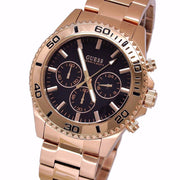  Shop Authentic Guess Chaser Chronograph Black Dial Rose Gold Steel Strap Watch for Men - W0170G3 - Luxxuri