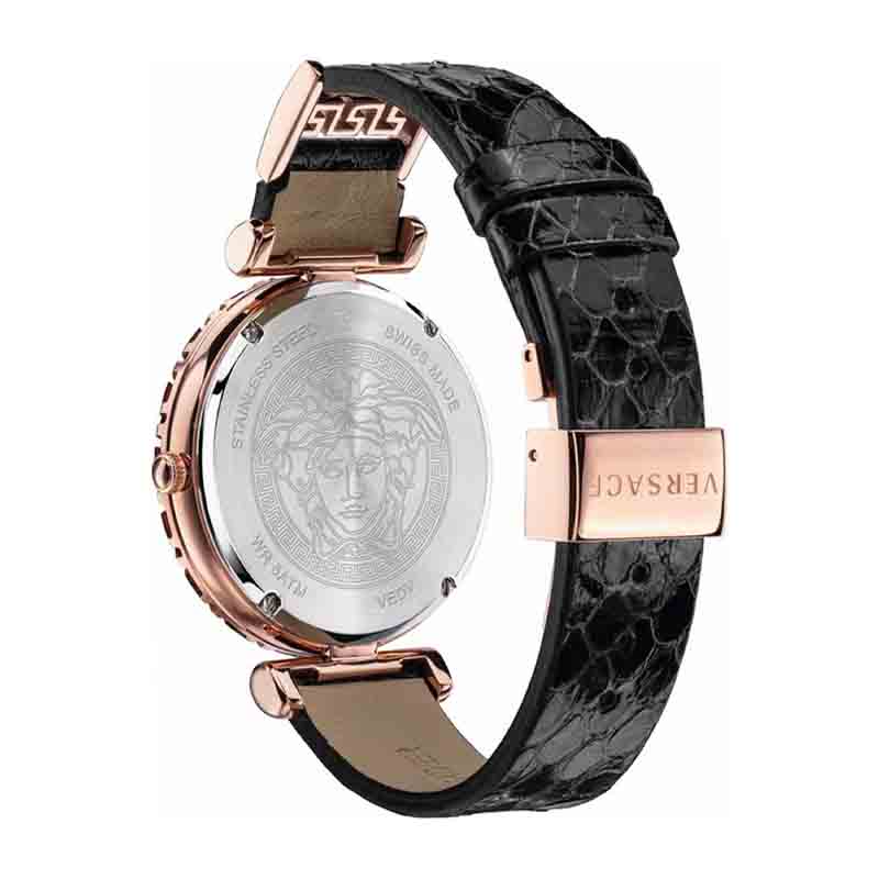  Shop Authentic Versace Palazzo Empire Greca Black Dial Black Leather Strap Watch for Women - VEDV00719 - Luxxuri
