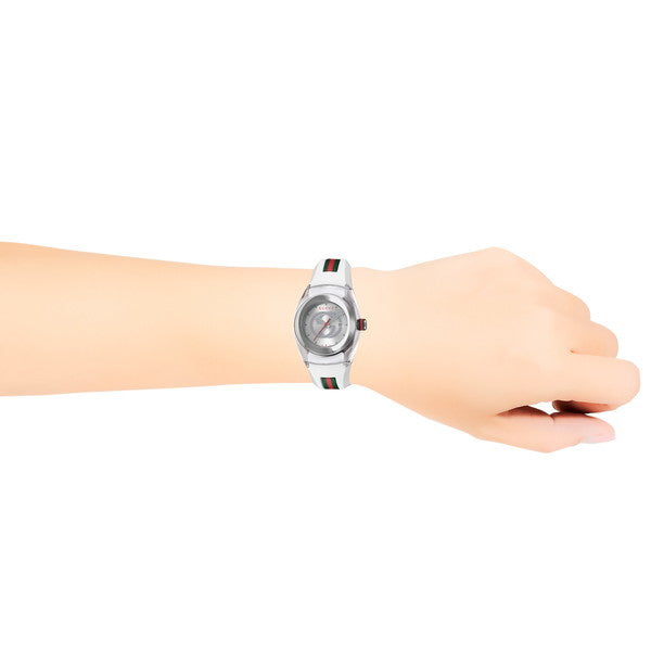 Shop Authentic Gucci Sync Quartz White Dial White Rubber Strap Unisex Watch - YA137302 - Luxxuri