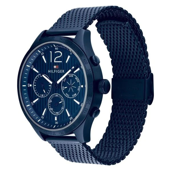  Shop Authentic Tommy Hilfiger Gavin Chronograph Blue Dial Blue Mesh Bracelet Watch for Men - 1791471 - Luxxuri