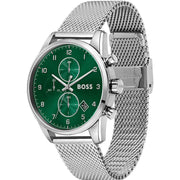  Shop Authentic Hugo Boss Skymaster Green Dial Silver Mesh Bracelet Watch for Men - 1513938 - Luxxuri