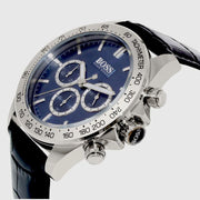  Shop Authentic Hugo Boss Ikon Blue Dial Black Leather Strap Watch for Men - 1513176 - Luxxuri