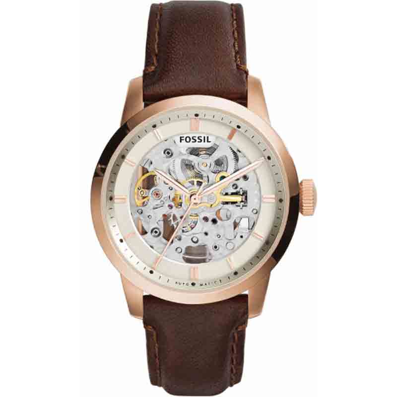  Shop Authentic Fossil Townsman Automatic Skeleton White Dial Brown Leather Strap Watch for Men - ME3078 - Luxxuri