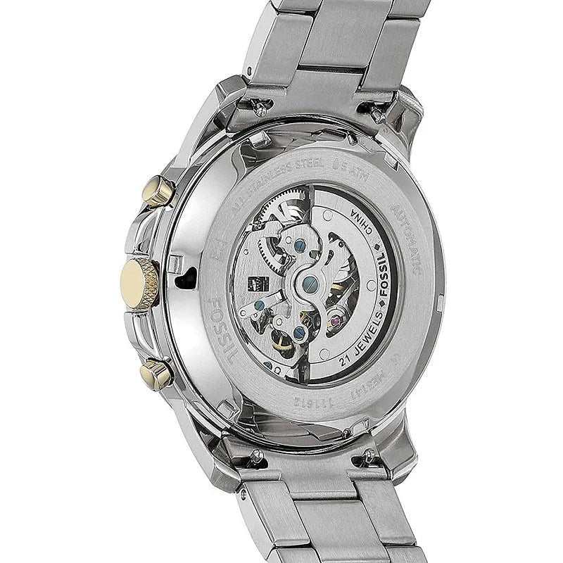  Shop Authentic Fossil Townsman Automatic Skeleton Silver Dial Silver Steel Strap Watch for Men - ME3044 - Luxxuri