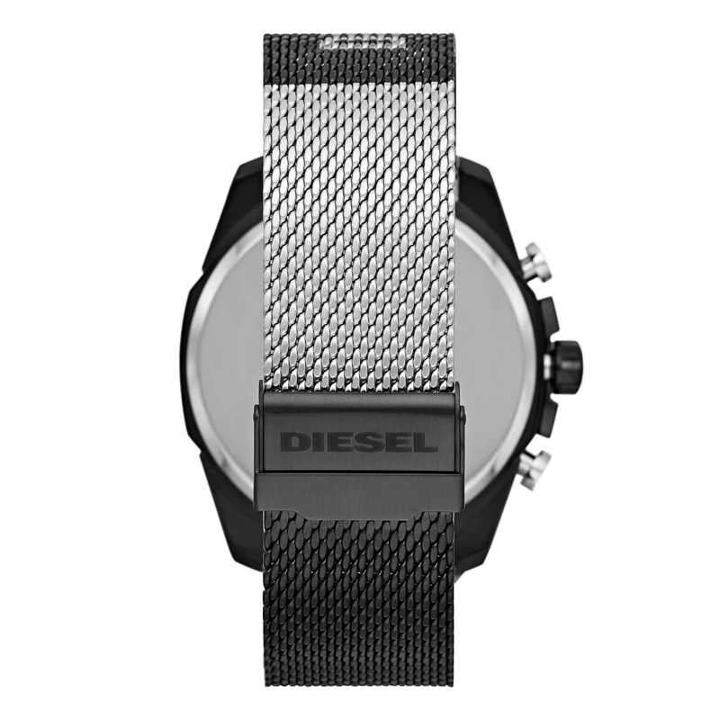  Shop Authentic Diesel Mega Chief Chronograph Black Dial Black Mesh Bracelet Watch For Men - DZ4514 - Luxxuri