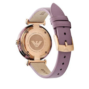  Shop Authentic Emporio Armani Gianni Mother of Pearl Dial Purple Leather Strap Watch For Women - AR11003 - Luxxuri
