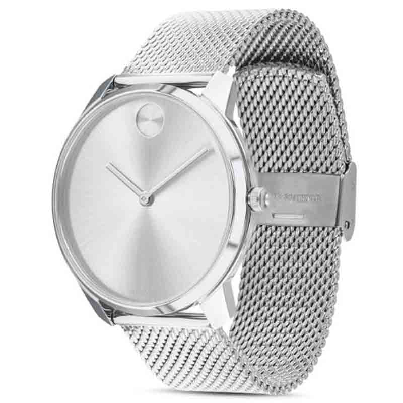  Shop Authentic Movado Bold Silver Dial Silver Mesh Bracelet Watch For Men - 3600260 - Luxxuri