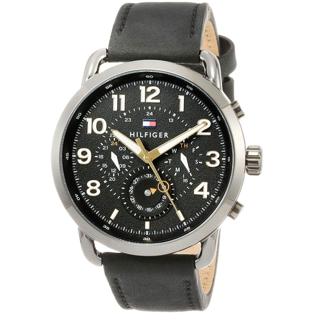  Shop Authentic Tommy Hilfiger Briggs Black Dial Black Leather Strap Watch for Men - 1791426 - Luxxuri