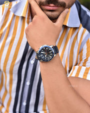  Shop Authentic Fossil Grant Chronograph Blue Dial Blue Leather Strap Watch for Men - FS5373 - Luxxuri