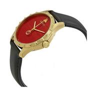 Shop Authentic Gucci G Timeless Coral Red Dial Black Leather Strap Watch For Men - YA126464 - Luxxuri