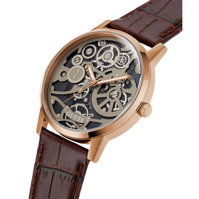  Shop Authentic Guess Gadget Brown Dial Brown Leather Strap Watch for Men - GW0570G2 - Luxxuri