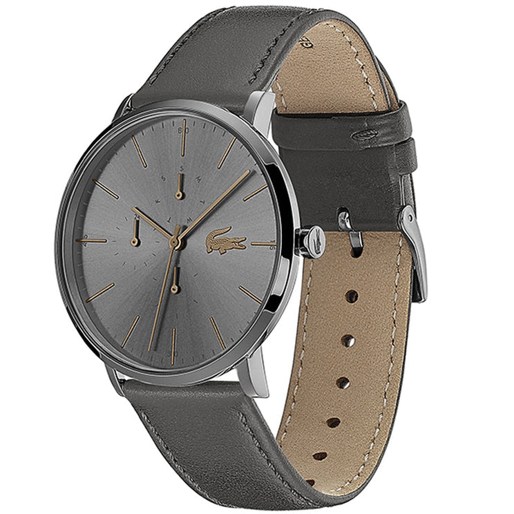 Lacoste Moon Gray Dial Gray Leather Strap Watch for Men - 2011059
