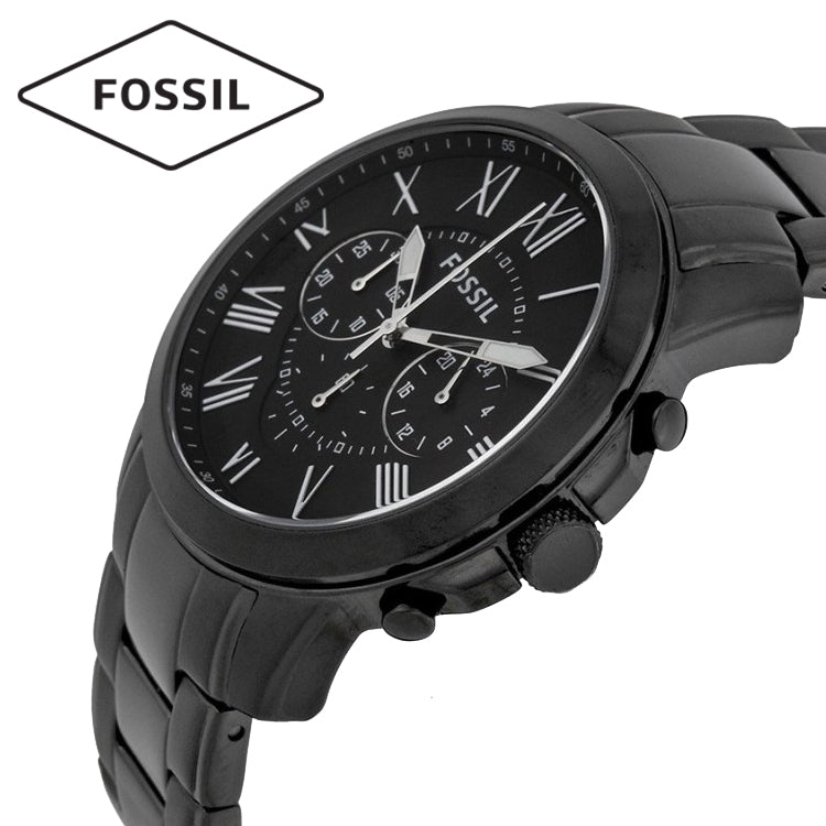  Shop Authentic Fossil Grant Chronograph Black Dial Black Steel Strap Watch for Men - FS4832 - Luxxuri