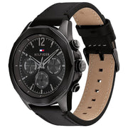  Shop Authentic Tommy Hilfiger Lars Chronograph Black Dial Black Leather Strap Watch For Men - 1792062 - Luxxuri