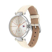  Shop Authentic Tommy Hilfiger Angela Silver Dial Cream Leather Strap Watch for Women - 1782123 - Luxxuri