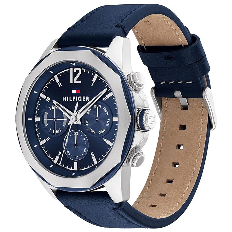  Shop Authentic Tommy Hilfiger Lars Chronograph Blue Dial Blue Leather Strap Watch For Men - 1792063 - Luxxuri