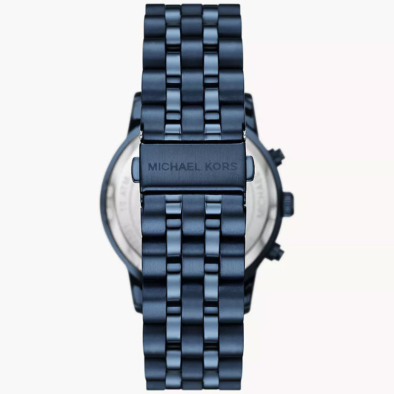 Shop Authentic Michael Kors Hutton Chronograph Blue Dial Blue Steel Strap Watch For Men - MK9088 - Luxxuri