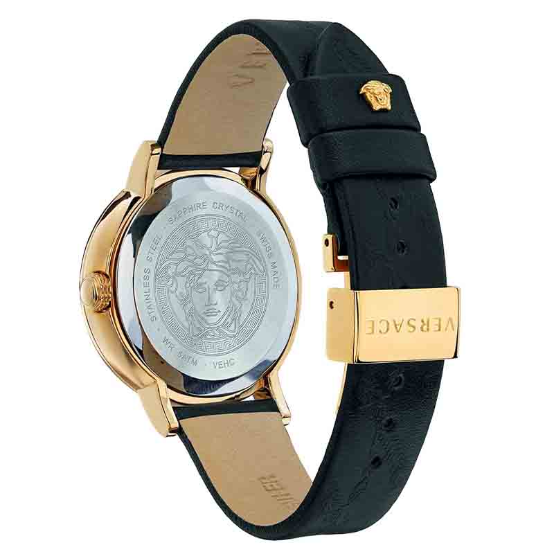  Shop Authentic Versace Virtus Quartz Black Dial Black Leather Strap Watch for Women - VEHC00119 - Luxxuri