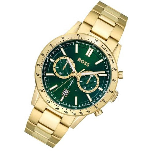  Shop Authentic Hugo Boss Allure Chronograph Green Dial Gold Steel Strap Watch for Men - 1513923 - Luxxuri