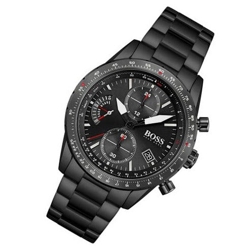  Shop Authentic Hugo Boss Pilot Edition Chronograph Black Dial Black Steel Strap Watch for Men - 1513854 - Luxxuri