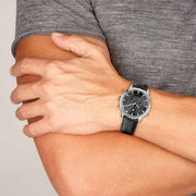  Shop Authentic Tommy Hilfiger Harrison Chronograph Black Dial Black Leather Strap Watch for Men - 1790875 - Luxxuri