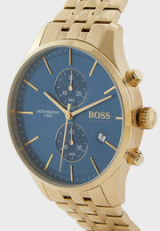  Shop Authentic Hugo Boss Associate Blue Dial Gold Steel Strap Watch for Men - 1513841 - Luxxuri