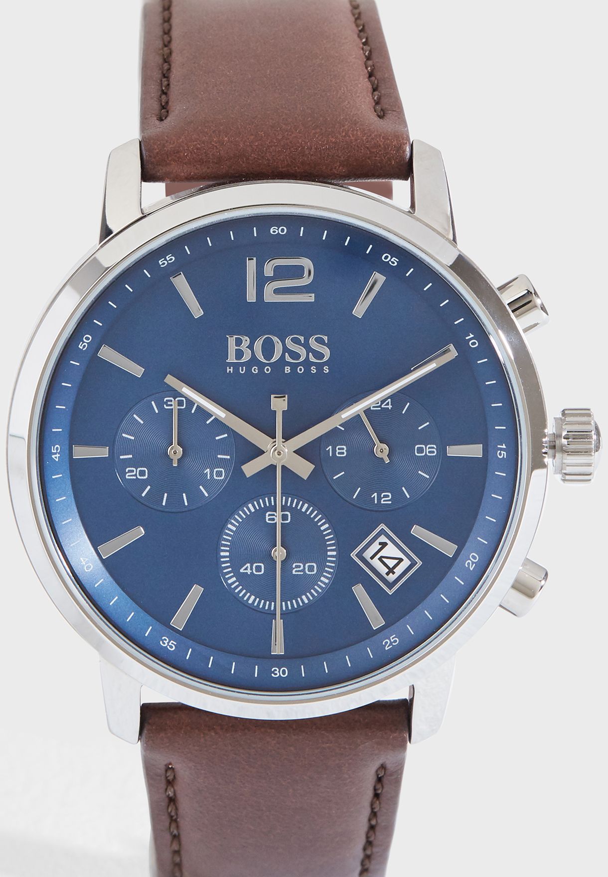 Shop Authentic Hugo Boss Attitude Blue Dial Brown Leather Strap Watch for Men - 1513606 - Luxxuri