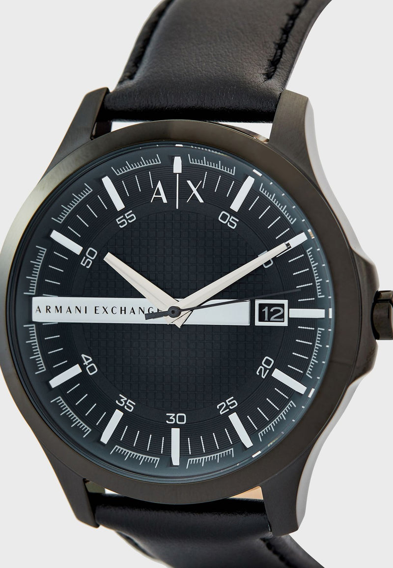  Shop Authentic Armani Exchange Hampton Quartz Blue Dial Black Leather Strap Watch for Men - AX2411 - Luxxuri