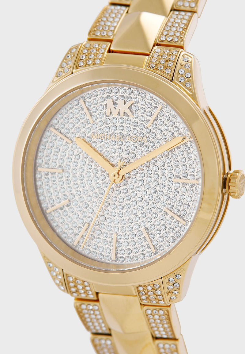  Shop Authentic Michael Kors Runway Mercer Crystals Silver Dial Gold Steel Strap Watch For Women - MK6715 - Luxxuri