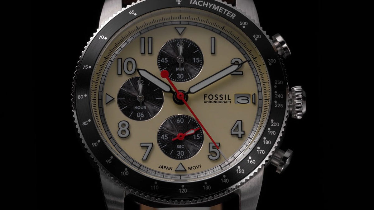  Shop Authentic Fossil Sport Tourer Chronograph Black Dial Silver Steel Strap Watch for Men - FS6045 - Luxxuri