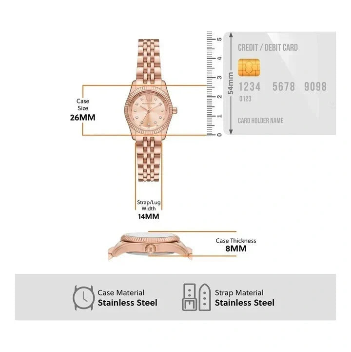  Shop Authentic Michael Kors Lexington Three Hand Rose Gold Dial Rose Gold Steel Strap Watch For Women - MK4739 - Luxxuri