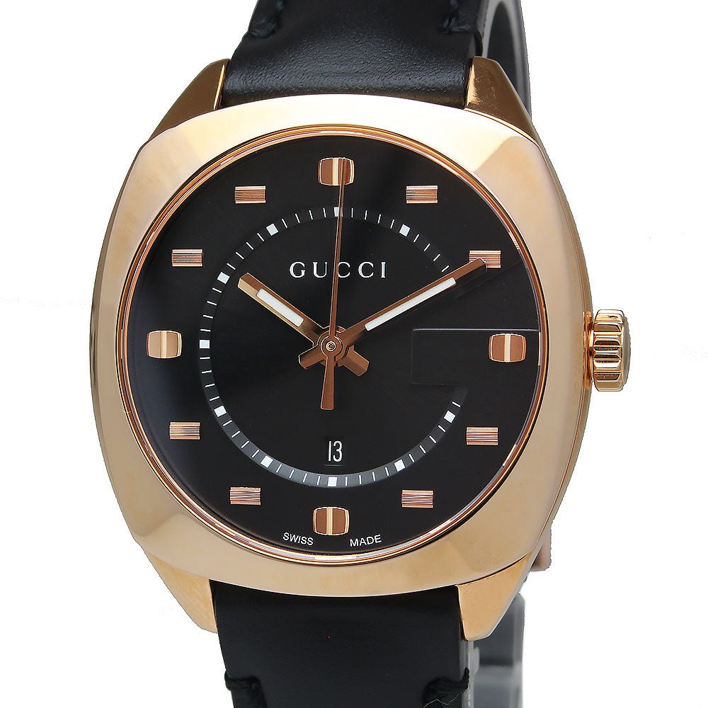  Shop Authentic Gucci GG2570 Quartz Black Dial Black Leather Strap Watch For Women - YA142407 - Luxxuri