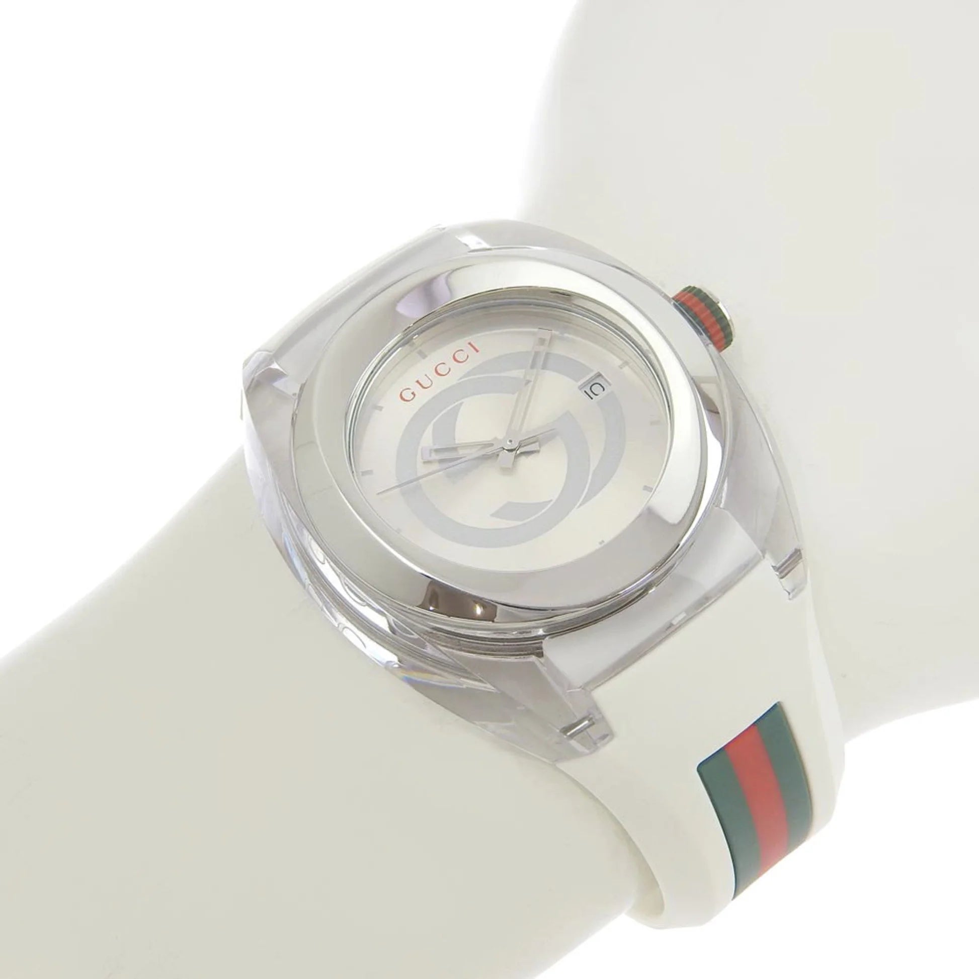  Shop Authentic Gucci SYNC XXL White Dial White Rubber Strap Watch For Men - YA137102 - Luxxuri