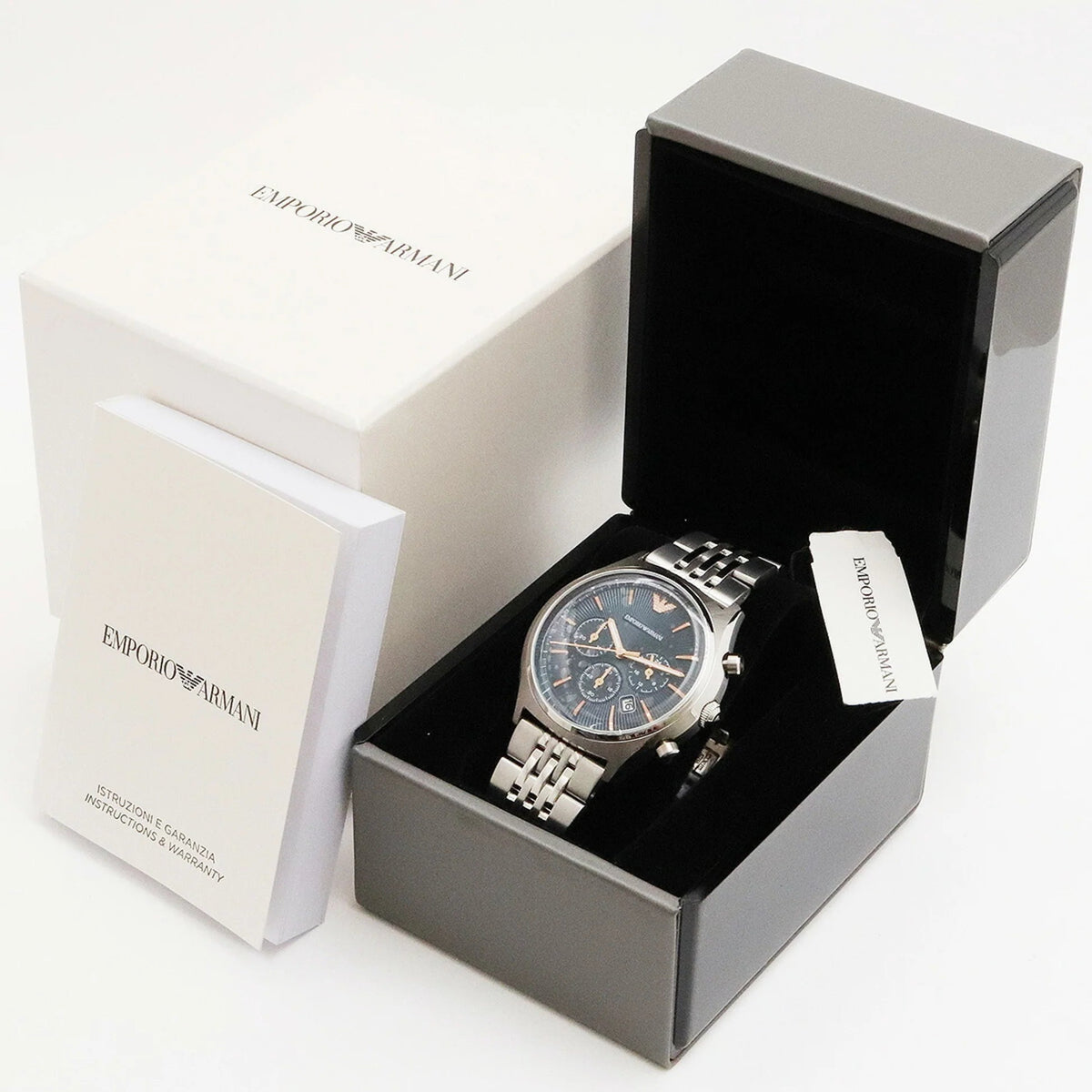  Shop Authentic Emporio Armani Luigi Chronograph Quartz Blue Dial Silver Steel Strap Watch For Men - AR1974 - Luxxuri