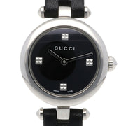  Shop Authentic Gucci Diamantissima Quartz Diamonds Black Dial Black Leather Strap Watch for Women - YA141506 - Luxxuri
