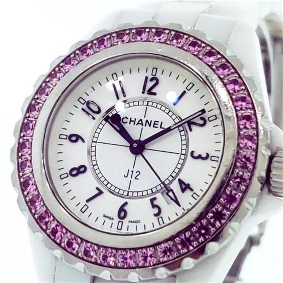  Shop Authentic Chanel J12 Sapphire Bezel Ceramic White Dial White Steel Strap Watch for Women - J12 H2010 - Luxxuri