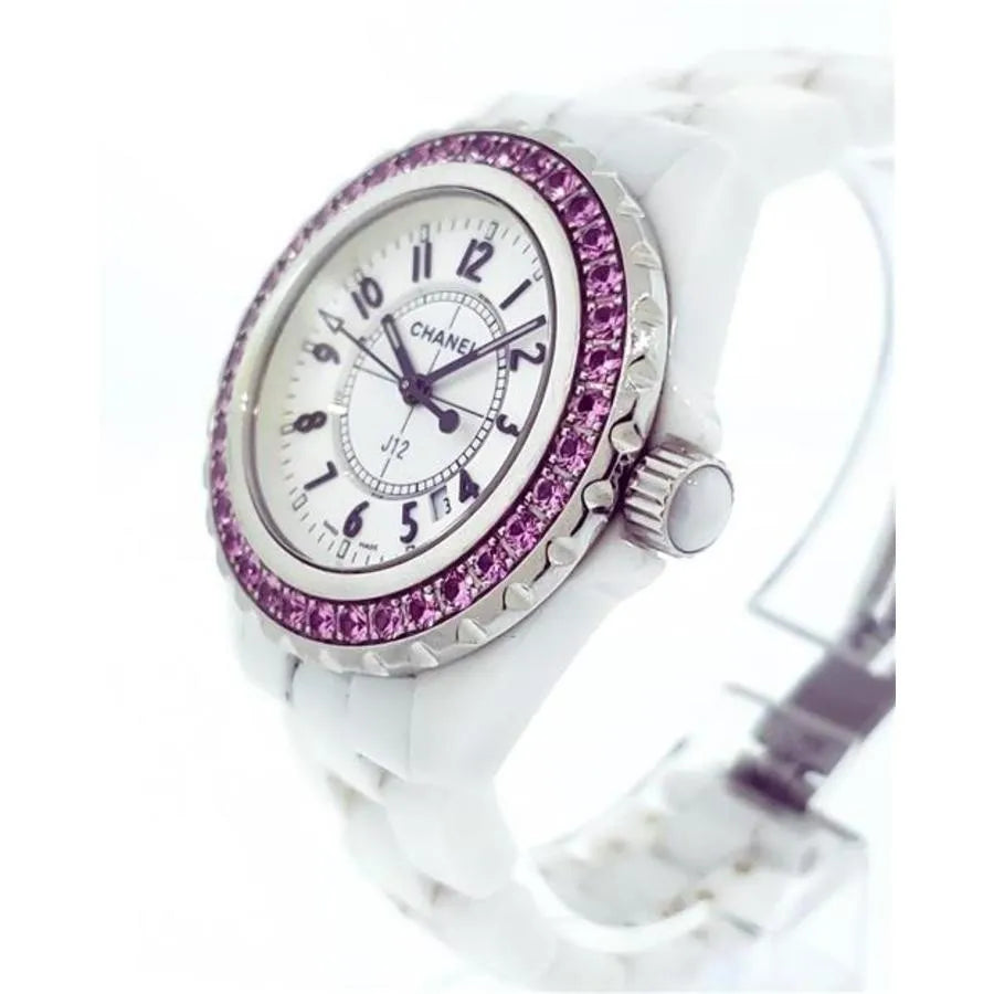  Shop Authentic Chanel J12 Sapphire Bezel Ceramic White Dial White Steel Strap Watch for Women - J12 H2010 - Luxxuri