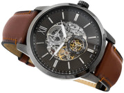  Shop Authentic Fossil Townsman Automatic Skeleton Black Dial Brown Leather Strap Watch for Men - ME3181 - Luxxuri