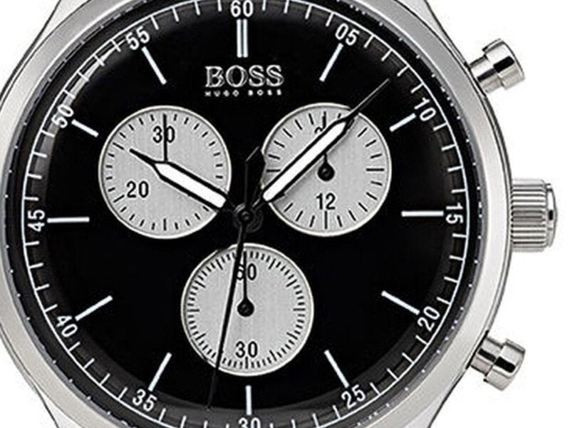  Shop Authentic Hugo Boss Companion Black Dial Black Leather Strap Watch for Men - 1513543 - Luxxuri