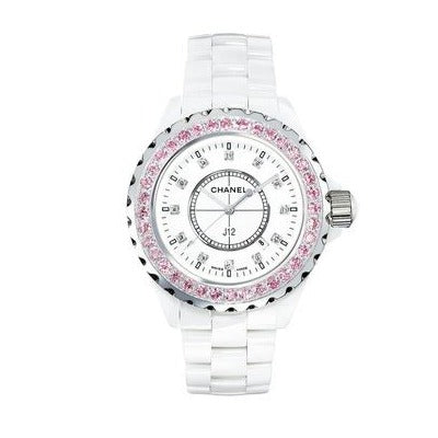  Shop Authentic Chanel J12 Sapphire Bezel Ceramic White Dial White Steel Strap Watch for Women - J12 H2010 - Luxxuri