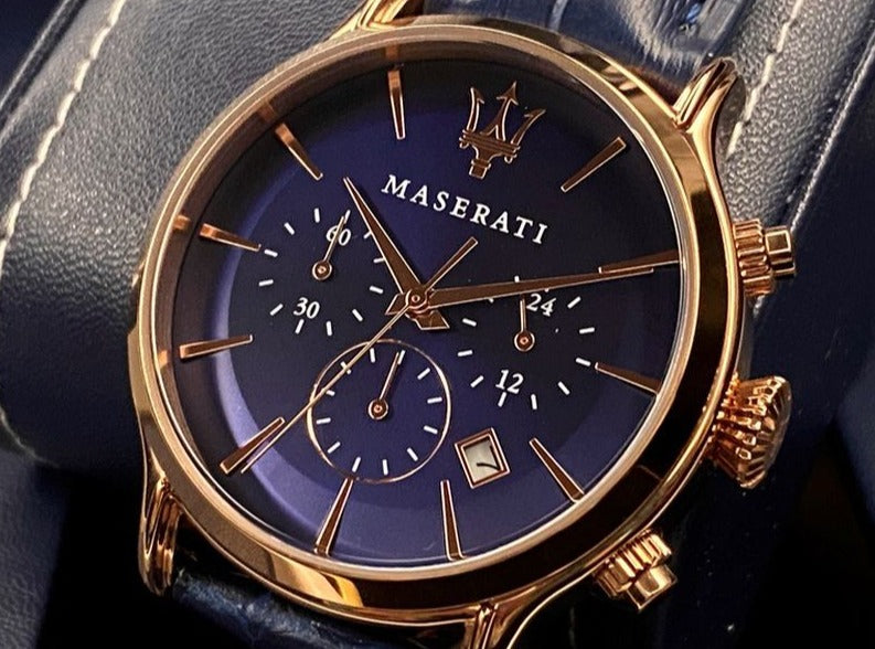  Shop Authentic Maserati Epoca Blue Dial Leather Blue Strap Watch For Men - R8871618007 - Luxxuri