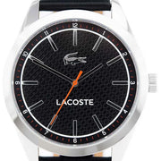 Lacoste Edmonton Black Dial Black Leather Strap Watch for Men - 2010888