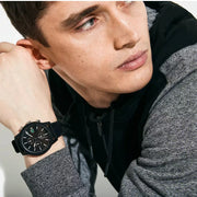 Lacoste 12.12 Chronograph Black Dial Black Silicon Strap Watch for Men - 2011012
