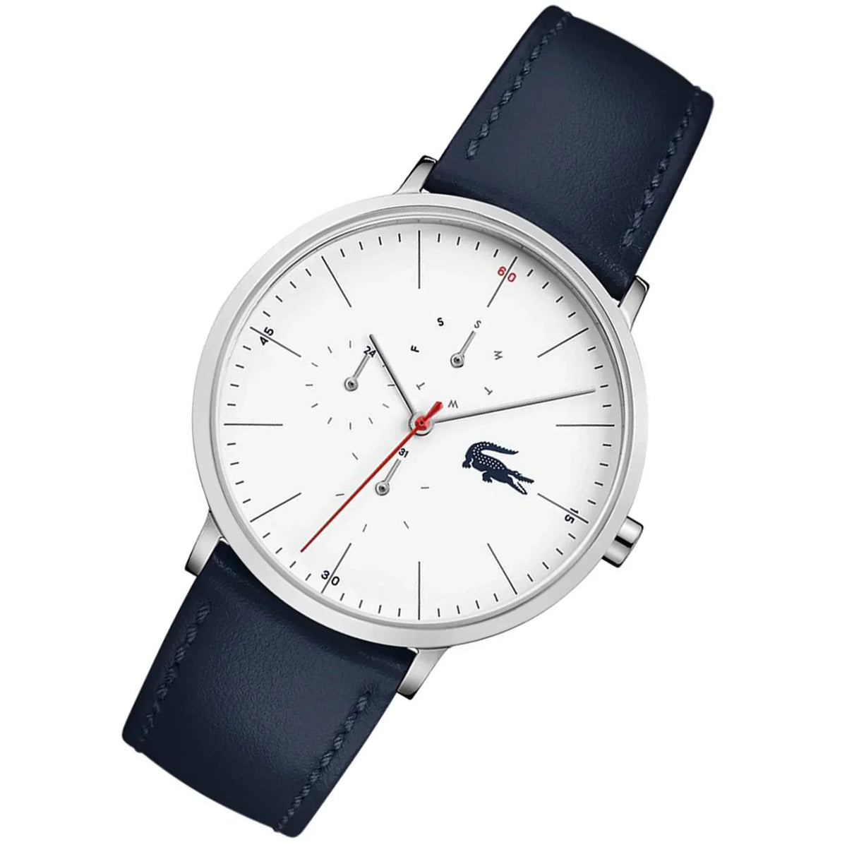 Lacoste Moon Multifunction White Dial Blue Leather Strap Watch for Men - 2010975