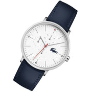 Lacoste Moon Multifunction White Dial Blue Leather Strap Watch for Men - 2010975