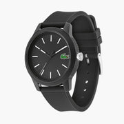 Lacoste 12.12 Black Dial Black Silicon Strap Watch for Men - 2010986